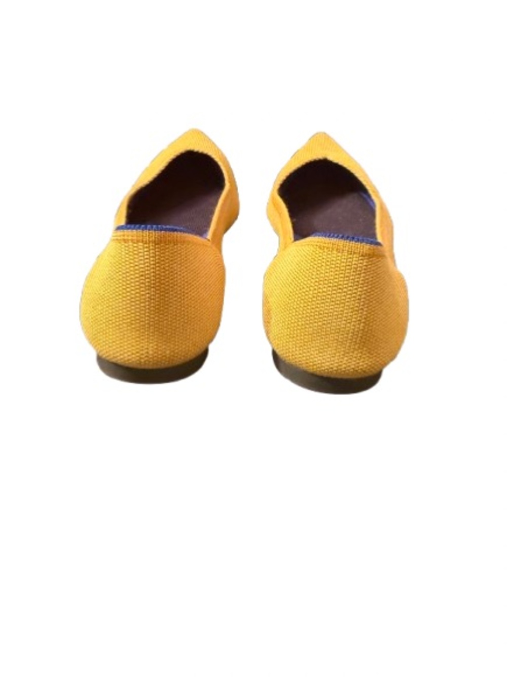 Rothy’s Pointed Flats Mustard Yellow Blue Trim Size 8.5 Sustainable Knit Comfort - Picture 3 of 8